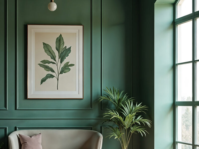 Deep forest green and muted teal palette
