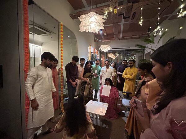 SpazioLiv team celebrating Diwali at the studio