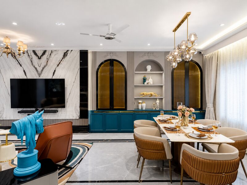 Open plan living and dining interior